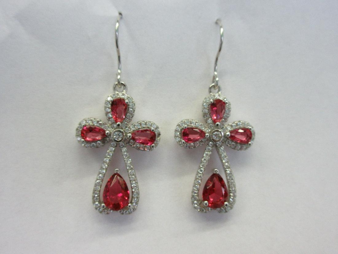 Beautiful 2 cwt. . Ruby & topaz sterling earrings: Beautiful 2 cwt. . Ruby & topaz sterling earrings