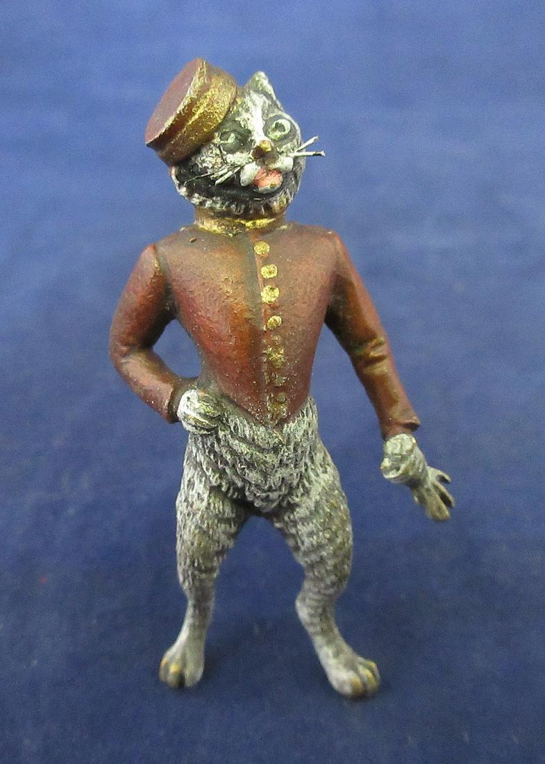 Vintage miniature Vienna Austria bronze cat bell hop: Vintage miniature Vienna Austria bronze cat bell hop. Approx. 2 inch tall. In good original as found condition. Beautiful colors with great quality and detail