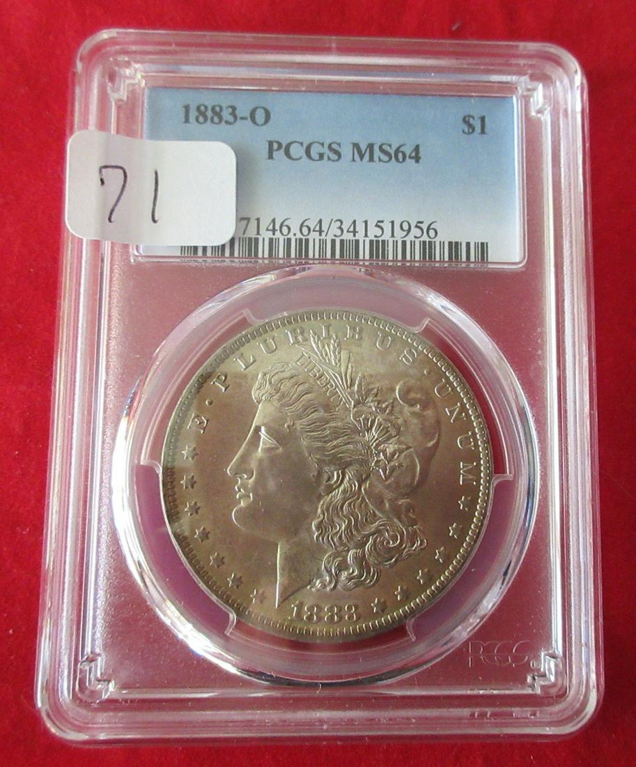 1883 O MS63 PCGS graded Morgan silver dollar.: 1883 O MS63 PCGS graded Morgan silver dollar.