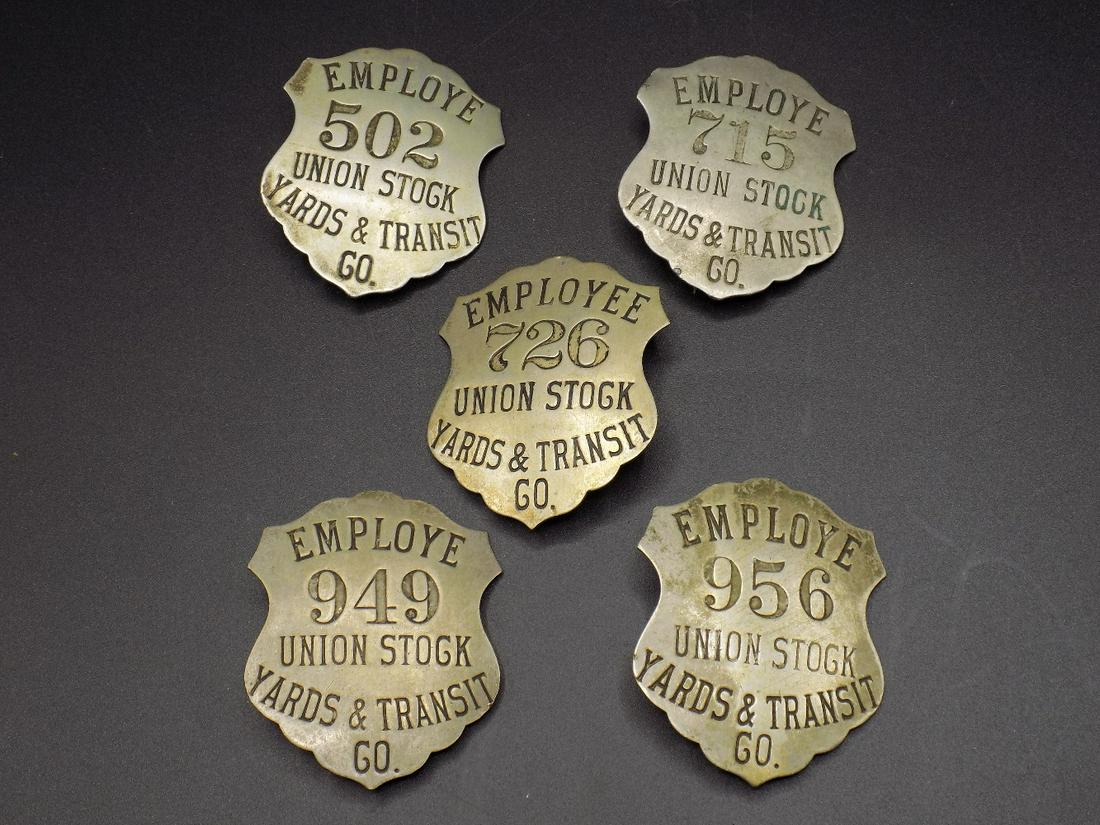 Collection of vintage Union Stock Yards & Transit Co.: Collection of vintage Union Stock Yards & Transit Co. badges. IN GOOD ORIGINAL AS FOUND CONDITION. Beautiful colors with Great quality and detail. Measure 2 ½ inches tall