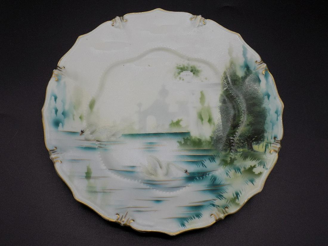 Graceful swan on lake, R.S. Prussia plate (1 of 6)