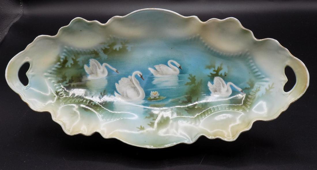 Gorgeous Unmarked R.S. Prussia tray with swans (1 of 6)