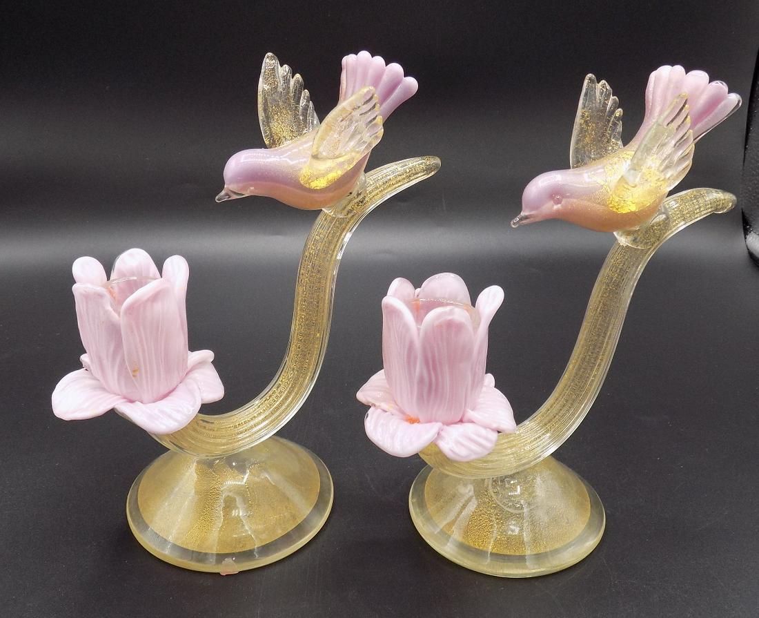 Gorgeous vintage pair of Murano candle sticks with (1 of 5)
