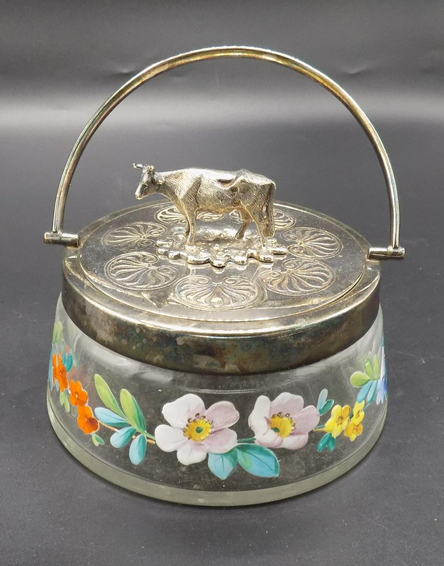 Splendid vintage hand painted covered butter dish & cow (1 of 4)