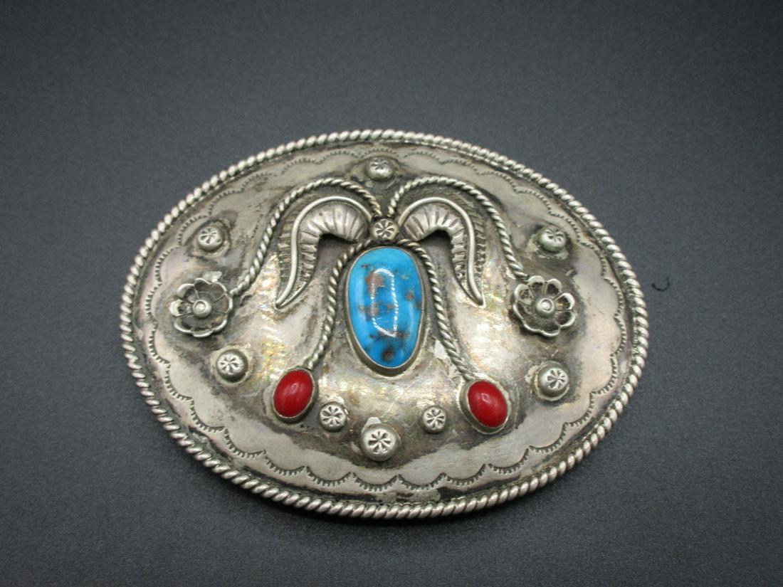Vintage Native American Indian turquois & coral belt (1 of 3)