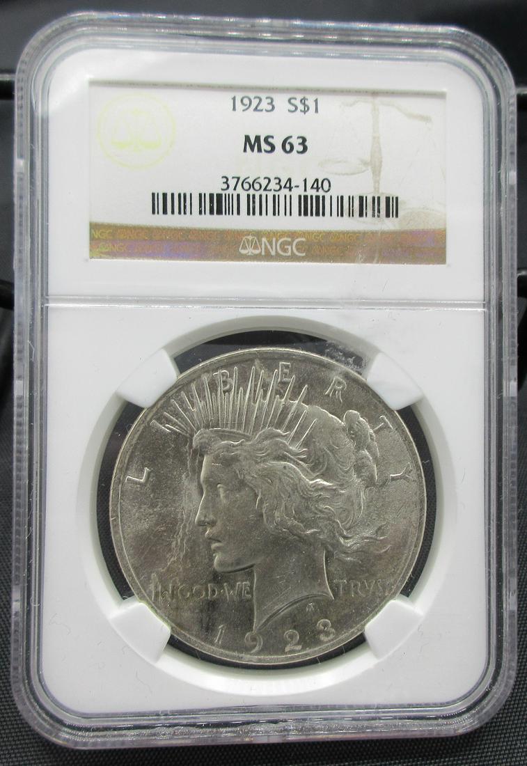 1923 MS63 NGC graded Peace silver dollar (1 of 3)