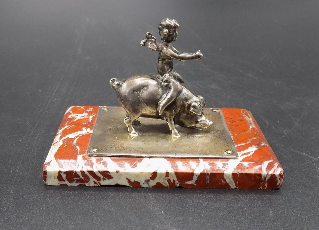 Vintage silver over bronze on marble figure (1 of 6)