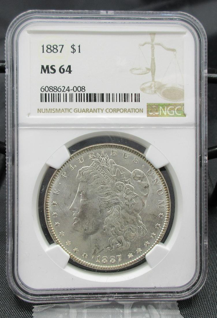 1887 MS64 NGC graded Morgan silver dollar (1 of 3)