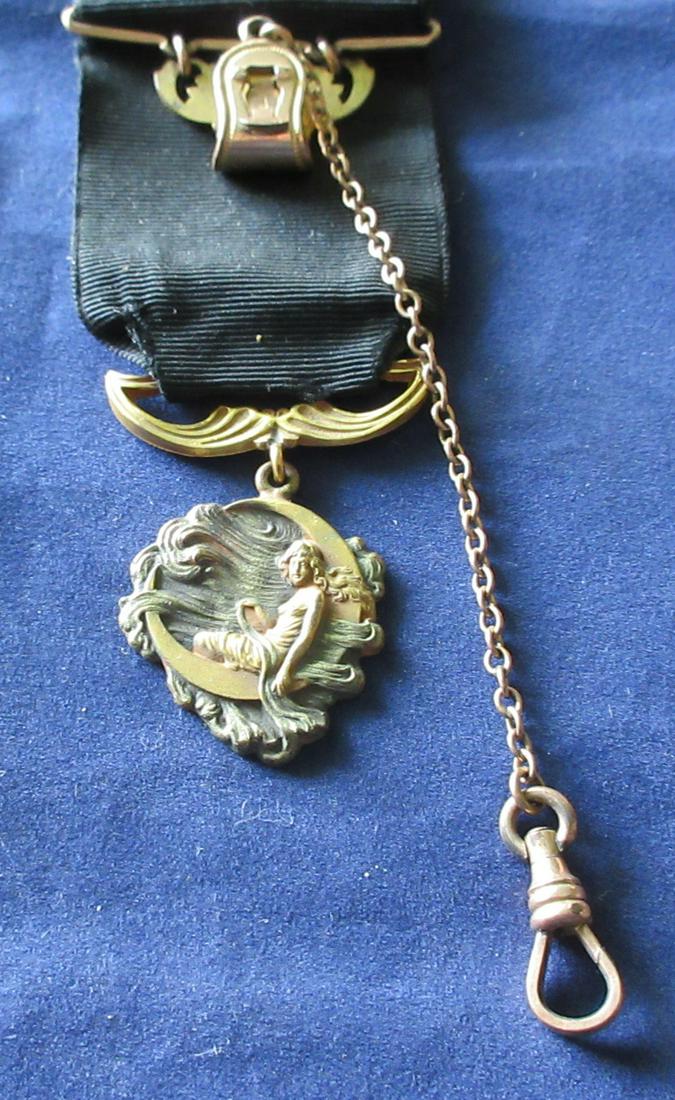 Superb Art Nouveau watch fob with lady in the (1 of 4)