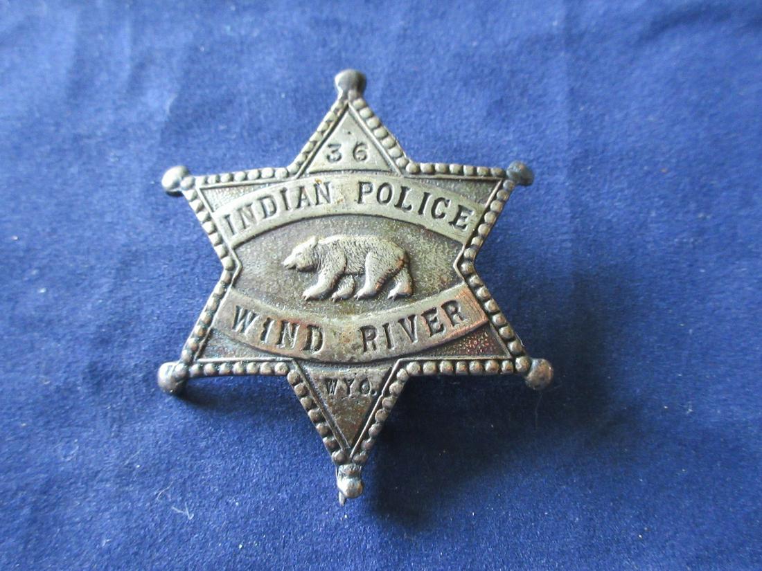 Great vintage Indian Police Wind River Badge WYO. 36 (1 of 3)