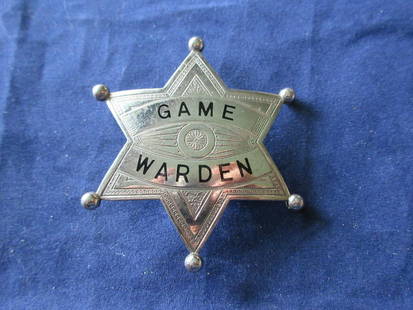 Vintage game warden star badge: Vintage game warden star badge. IN GOOD ORIGINAL AS FOUND CONDITION. Beautiful colors with Great quality and detail. Measures 2 &#190; inches