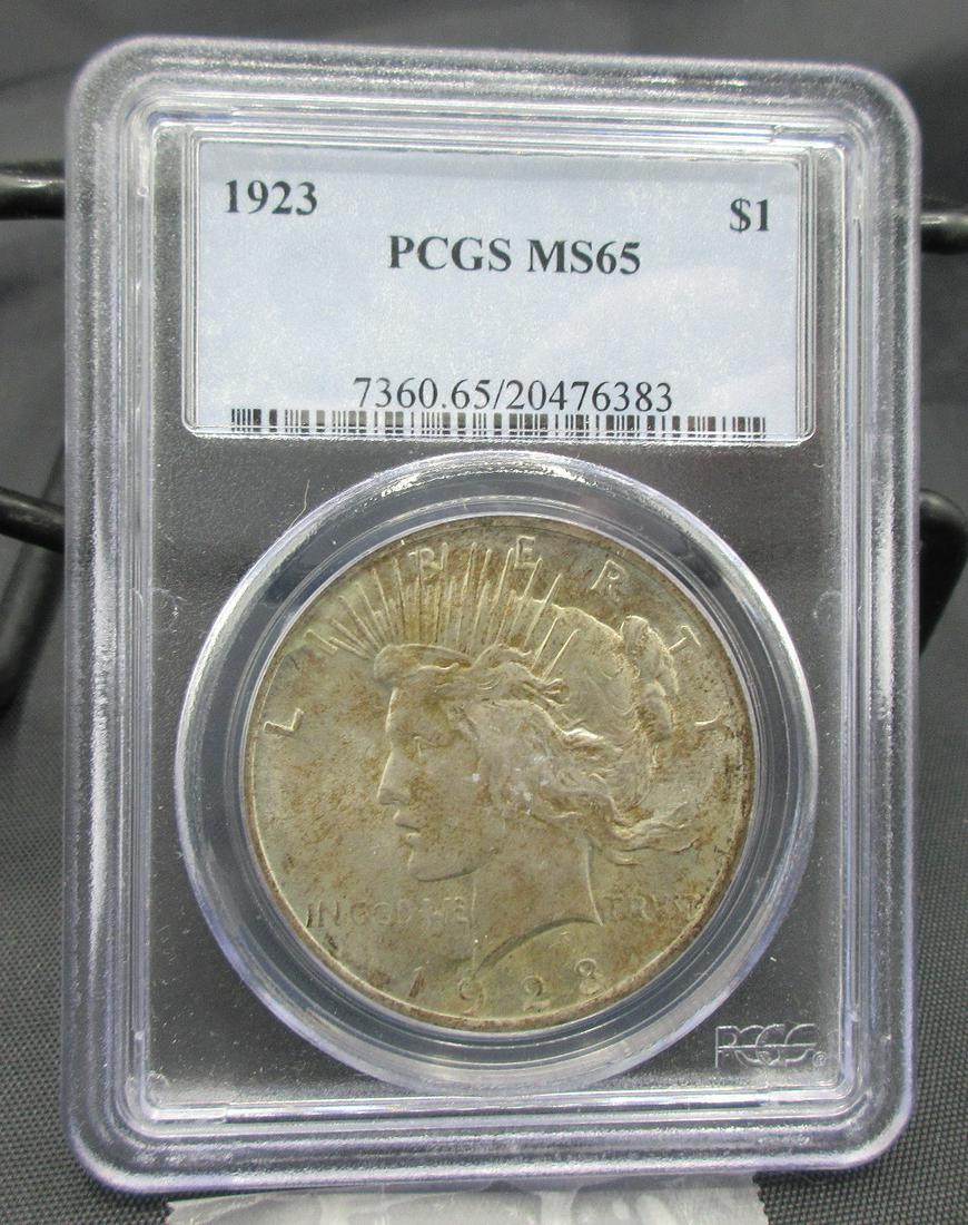 1923 MS65 PCGS graded Peace silver dollar (1 of 3)