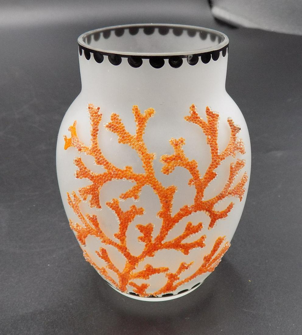 Vintage coralene decorated vase (1 of 3)