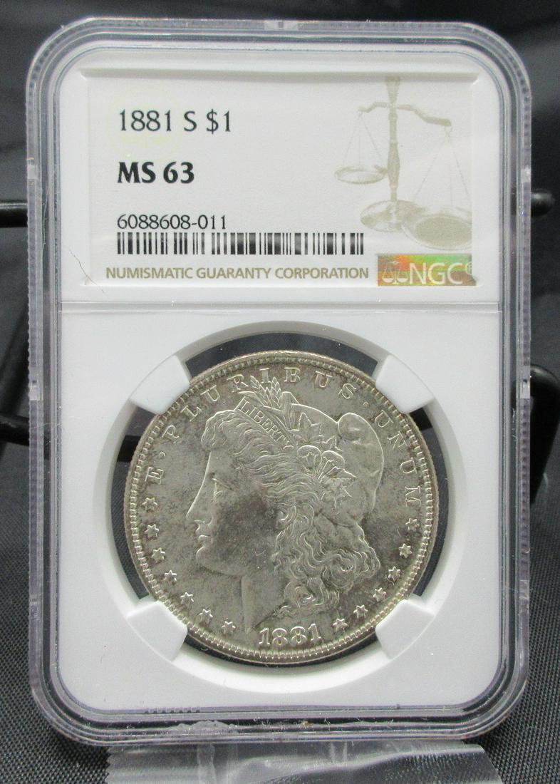 1881 S MS63 NGC graded Morgan silver dollar (1 of 3)