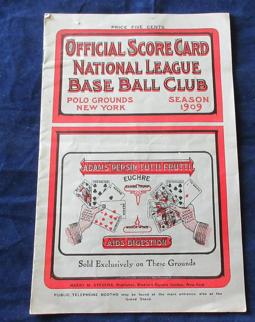 Rare 1909 Base Ball Official Score card National League (1 of 7)