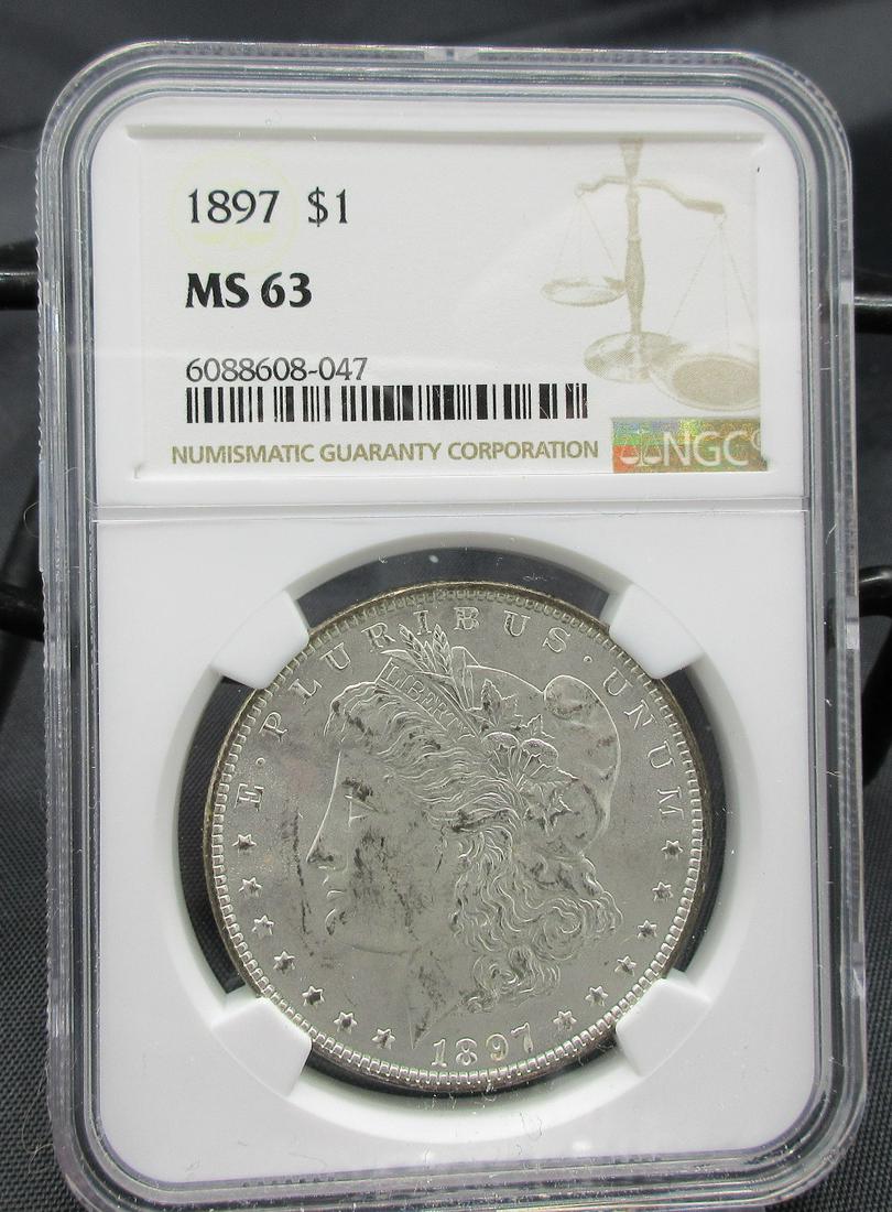 1897 MS63 NGC graded Morgan silver dollar (1 of 3)
