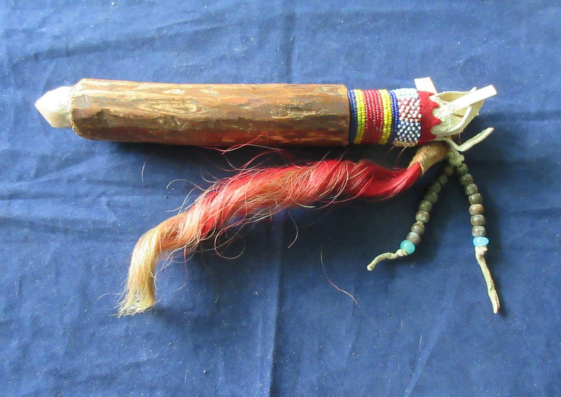 Unusual vintage ceremonial beaded with horse hair piece (1 of 5)