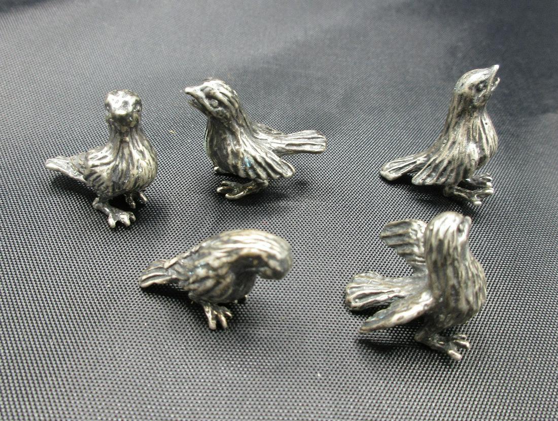Flock of 5 – 800 fine miniature silver birds. (1 of 3)