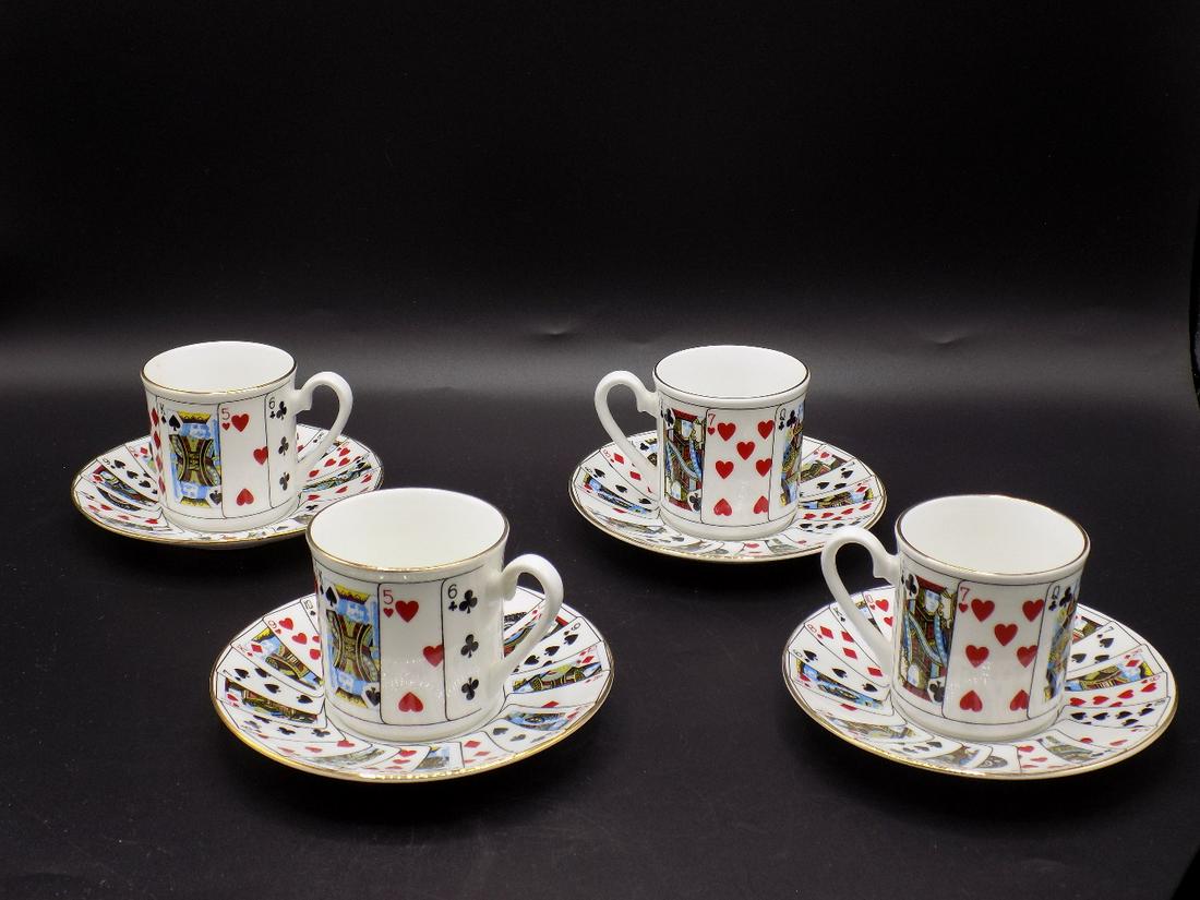Gamblers set of 4 Tiffany cups and saucers (1 of 7)