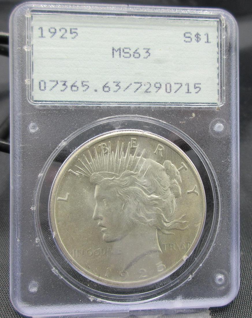 1925 MS63 PCGS graded Peace silver dollar (1 of 3)