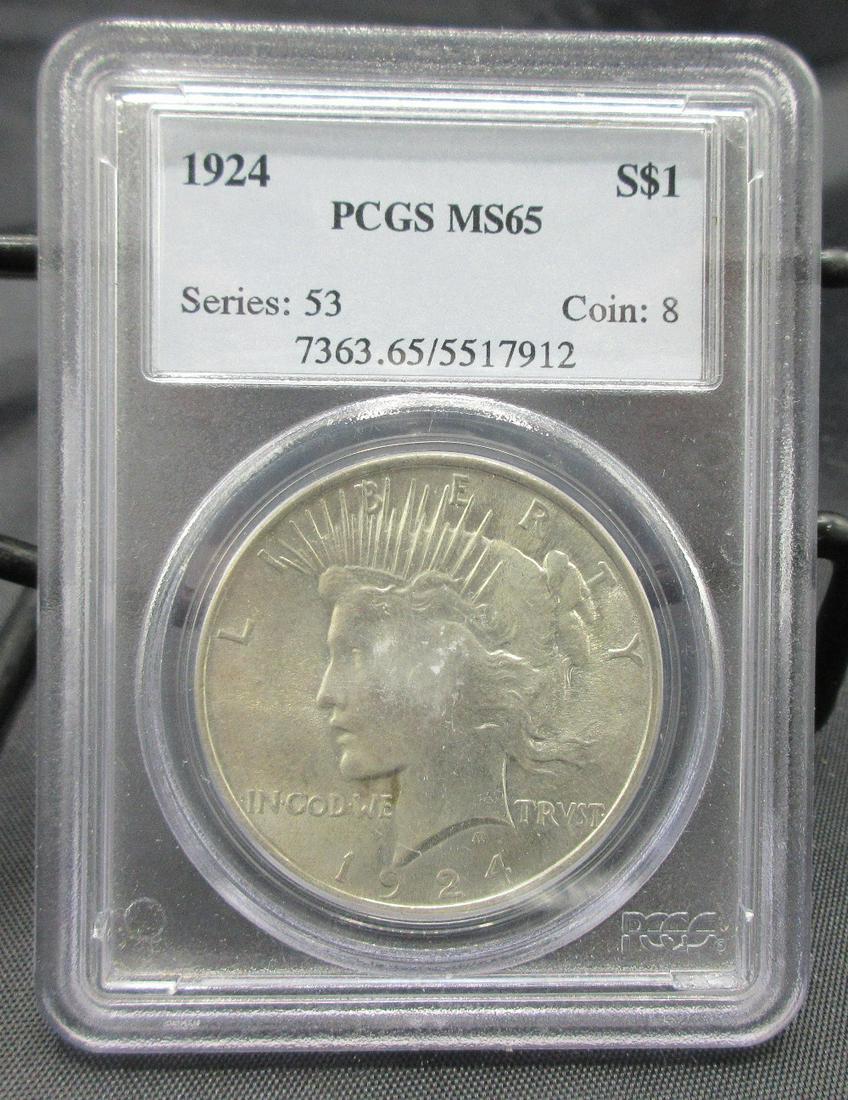 1924 MS65 PCGS graded Peace silver dollar (1 of 3)