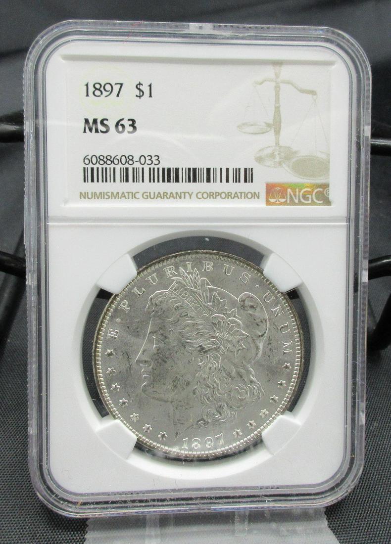 1897 MS63 NGC graded Morgan silver dollar (1 of 3)