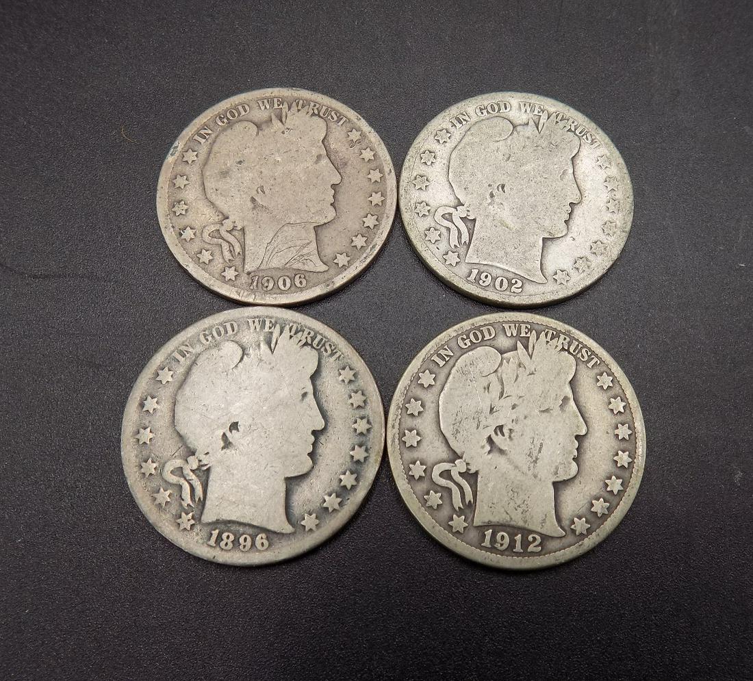 4 nice looking Barber silver half dollars (1 of 2)