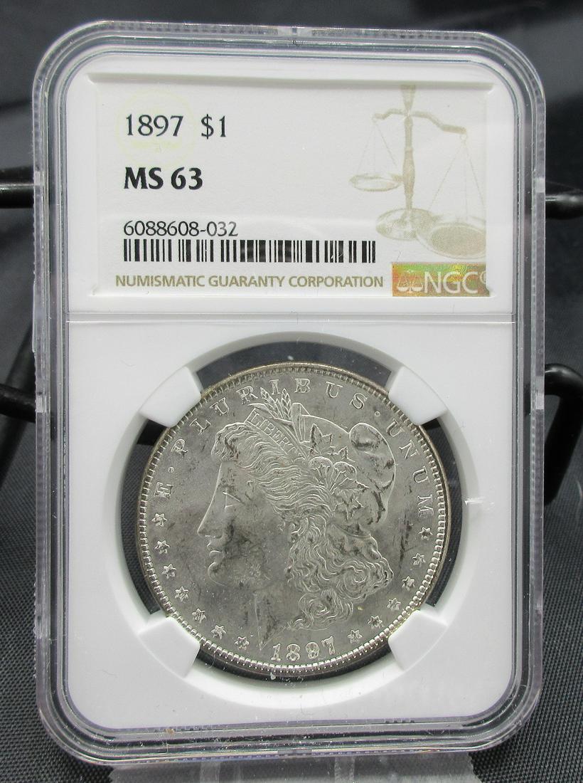 1897 MS63 NGC graded Morgan silver dollar (1 of 3)
