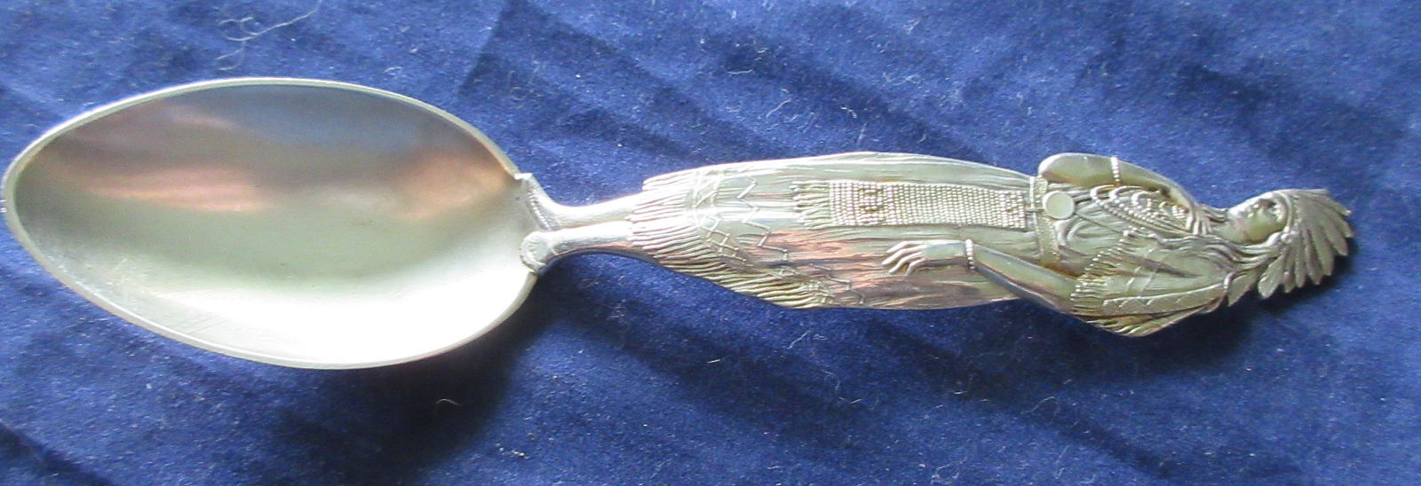 Ornate vintage sterling spoon with Native American (1 of 4)