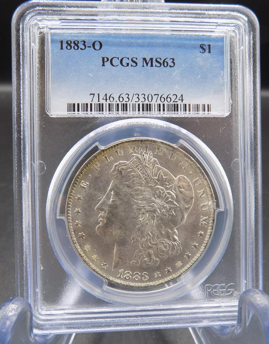 1883 O PCGS MS63 Graded Morgan silver dollar: 1883 O PCGS MS63 Graded Morgan silver dollar