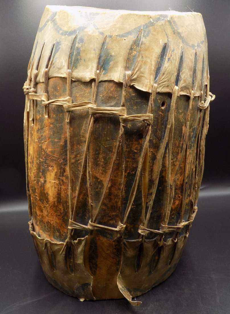 Late 1800’s Native American Indian decorated drum: Antique Late 1800Â’s Native American Indian decorated drum. In good original as found condition with great quality. Shows wear due to age and was used. Lots of character. Please use photos to grade