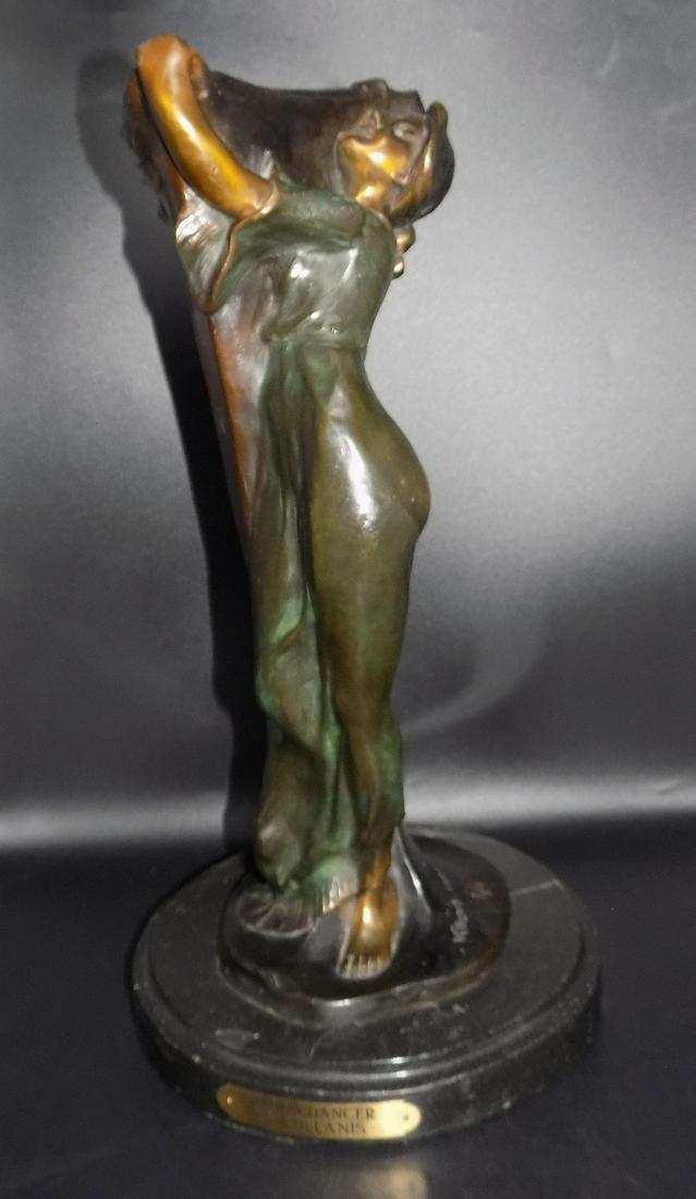 Elegant bronze artist signed Rithem Dancer by Villanis: Elegant bronze artist signed Rithem Dancer by Villanis. In very good original as found condition. Great quality and detail. Extremely heavy. Measures approx. 17” tall
