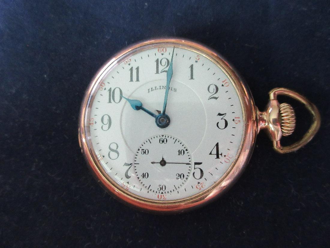 Antique 1922 Illinois pocket watch, gold filled case (1 of 7)