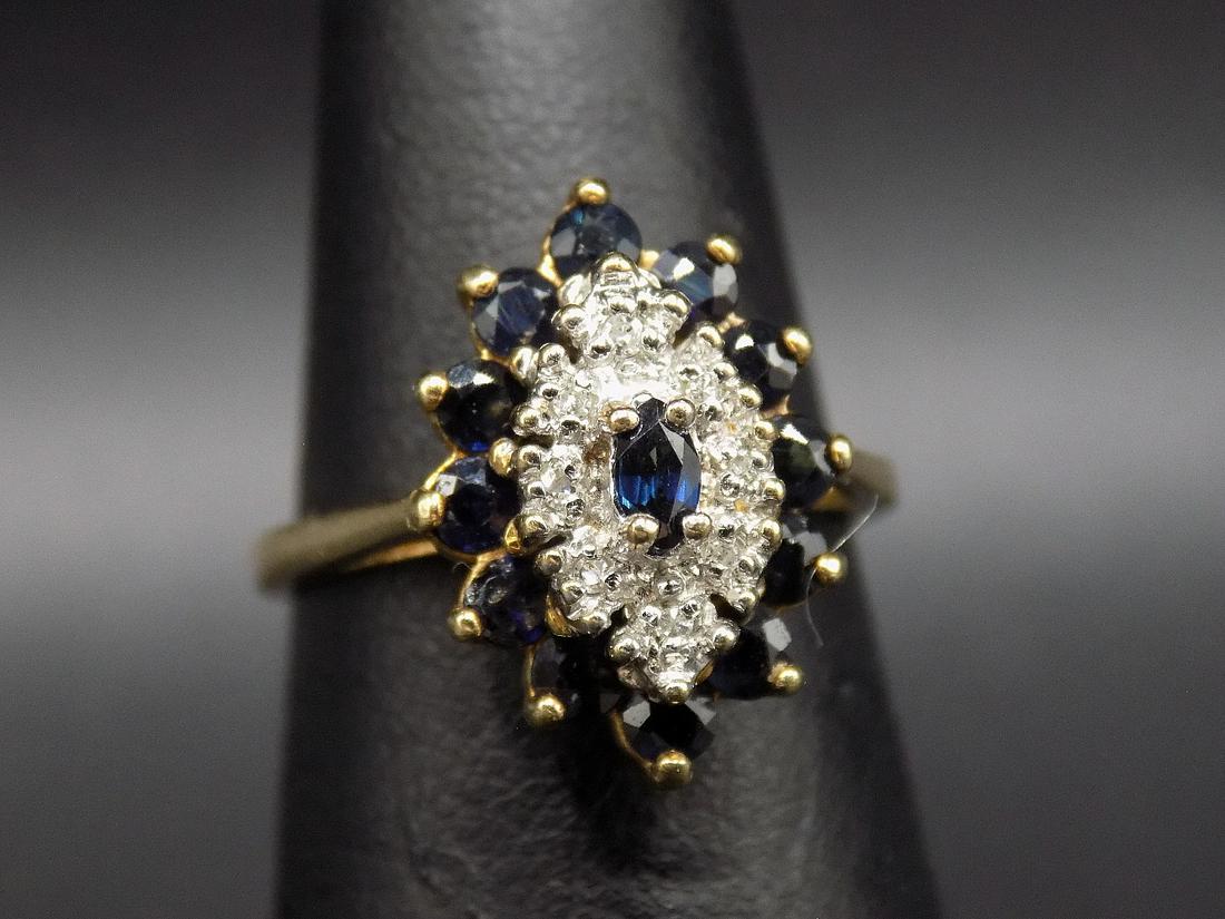 Beautiful sapphire & diamond 14k gold ladies ring. (1 of 9)