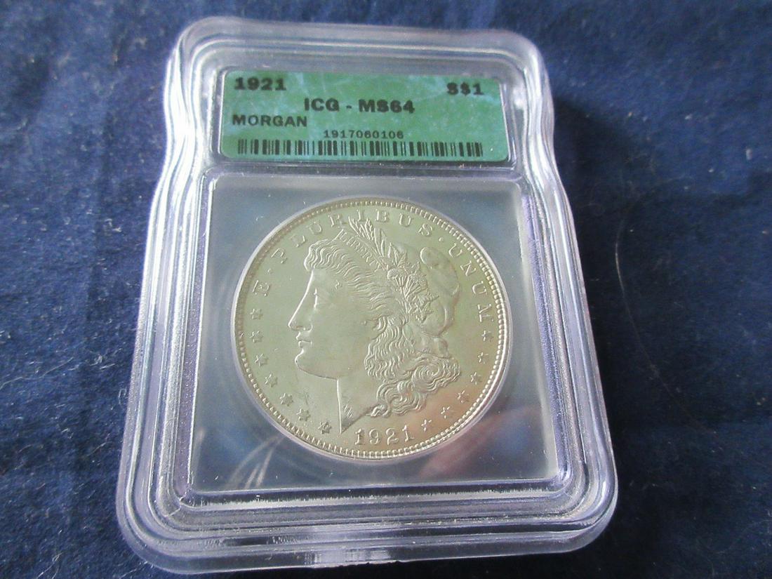Graded ICG 1921 MS64 Morgan silver dollar (1 of 3)