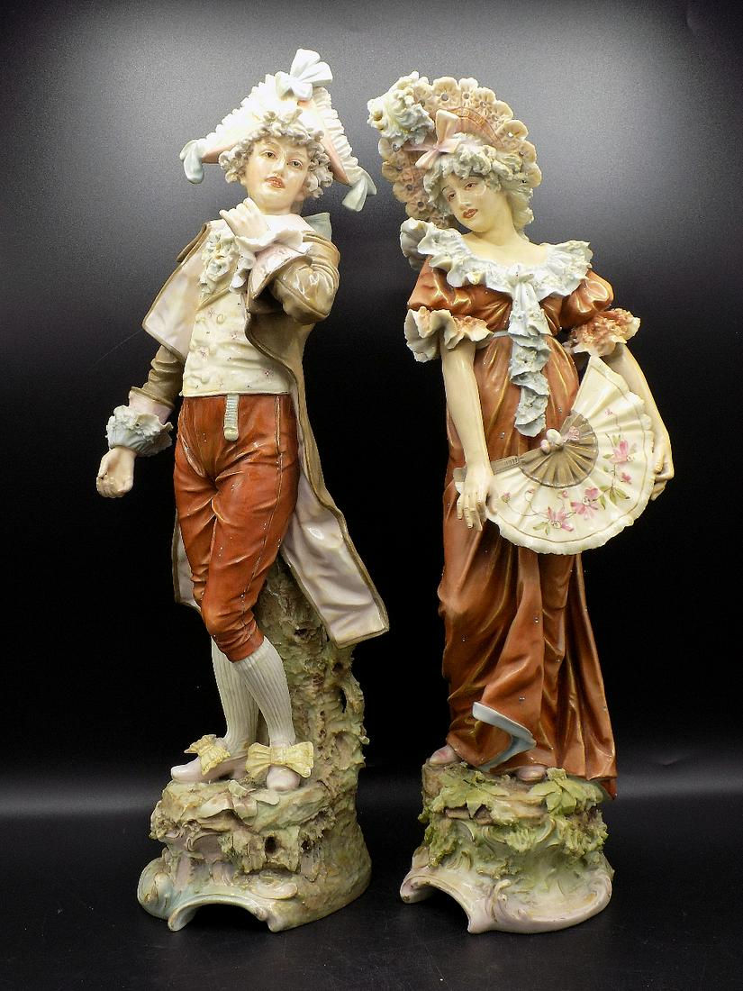 Elegant vintage pair of Royal Dux porcelain figures (1 of 12)