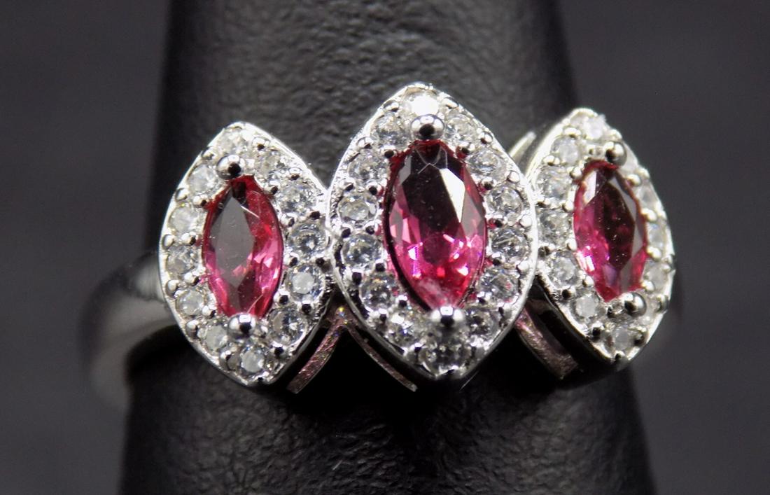 Beautiful 2 cwt. ruby & topaz .925 sterling silver ring (1 of 3)