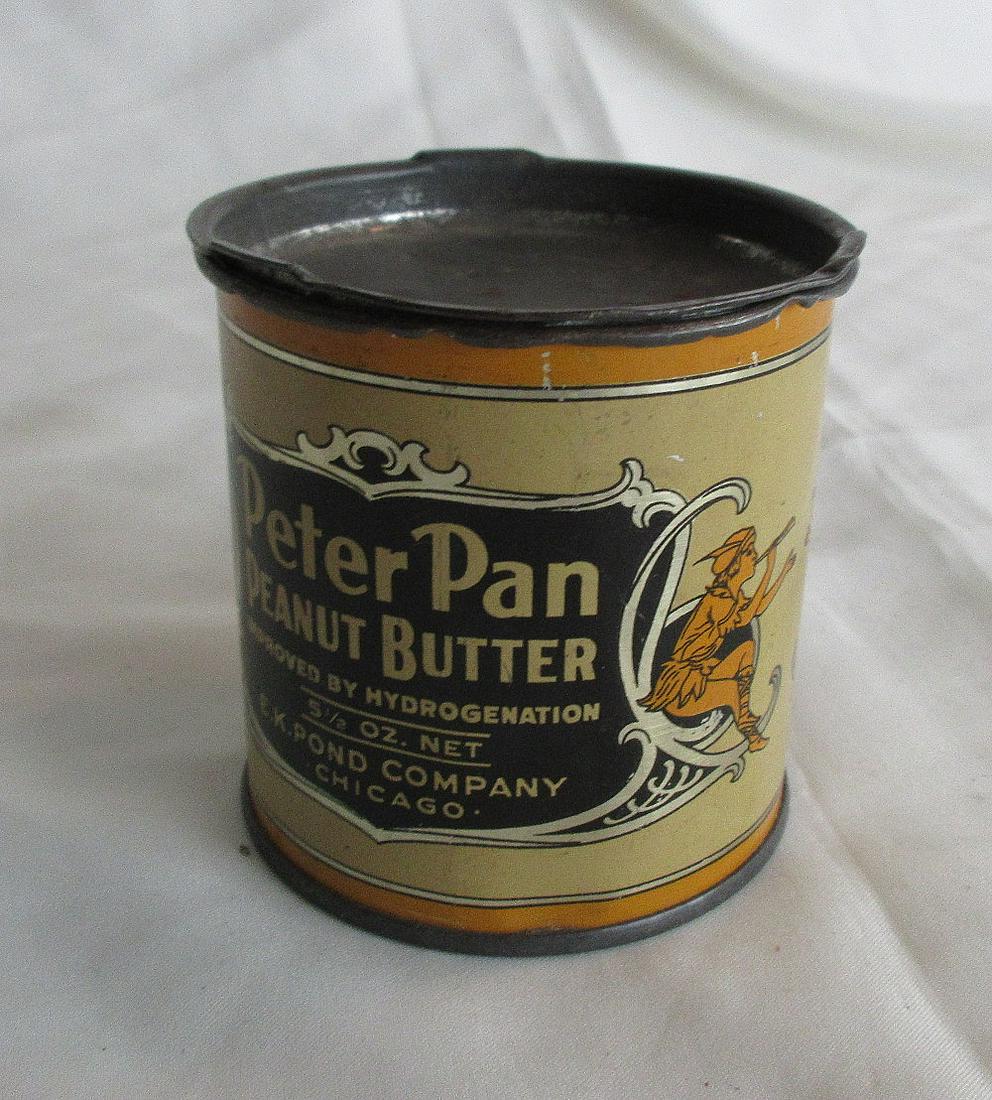 Vintage advertising Peter Pan Peanut Butter tin: Vintage advertising Peter Pan Peanut Butter tin container. In very good original as found condition. Beautiful colors. Great quality & detail. Measures 2 5/8” tall