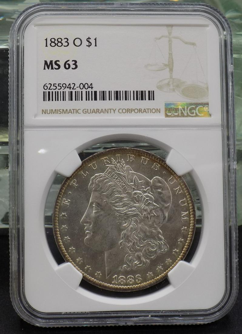 1883 O Morgan dollar. MS63 Graded NGC: 1883 O Morgan dollar. MS63 Graded NGC
