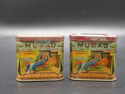 2 vintage advertising tins.: 2 vintage advertising tins. In good as found condition with beautiful colors. Has wear as shown in photos. 3” tall