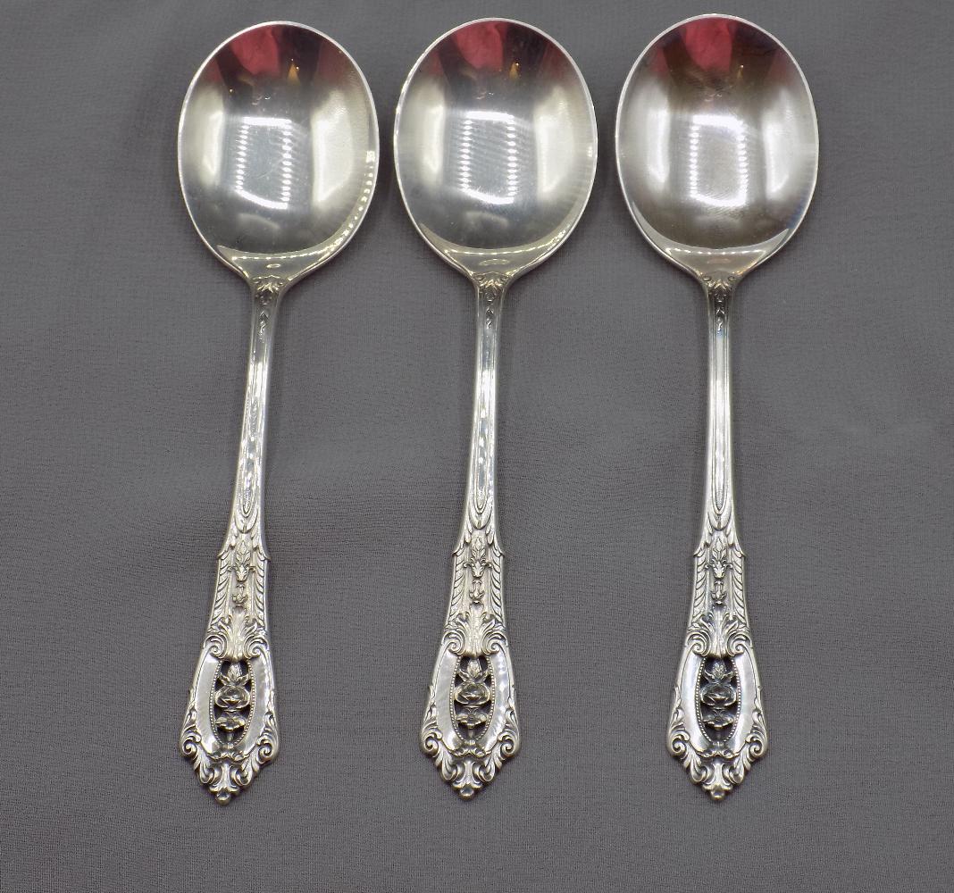 Vintage Wallace Rose Point sterling soup spoons (1 of 6)