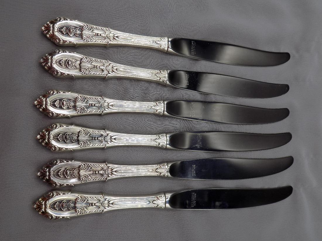 6 Vintage Wallace Rose Point sterling dinner knives (1 of 5)