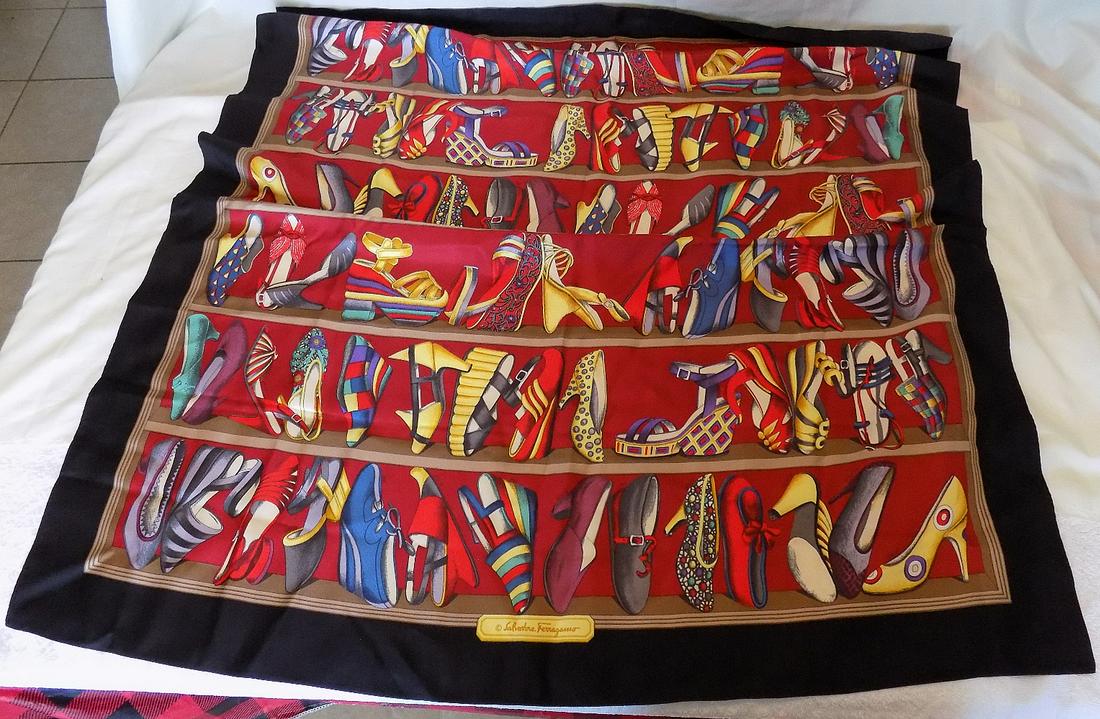 Vintage marked Salvatore Ferragamo silk art scarf: Vintage marked Salvatore Ferragamo silk art scarf. Beautiful colors. Great quality & detail. Approx. 33 ½” square