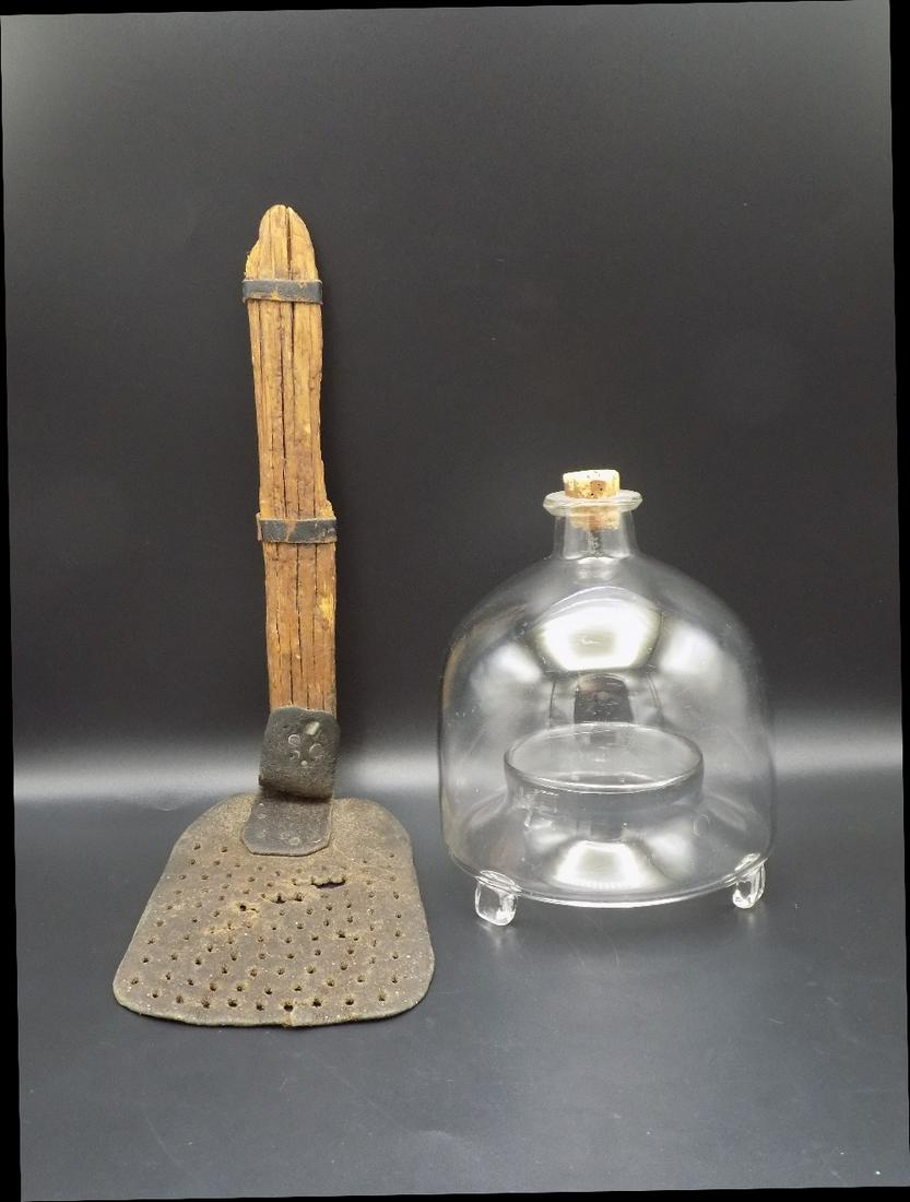 Unusual antique glass fly trap & fly swatter (1 of 6)