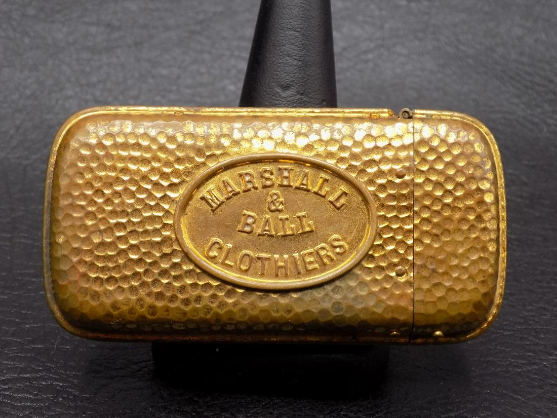 Vintage advertising Marshall & Ball Clothiers match safe holder (1 of 4)