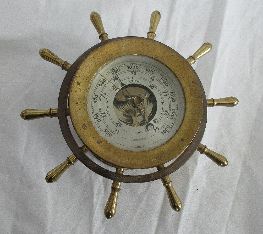 Vintage Chelsea brass ships wheel barometer (1 of 4)