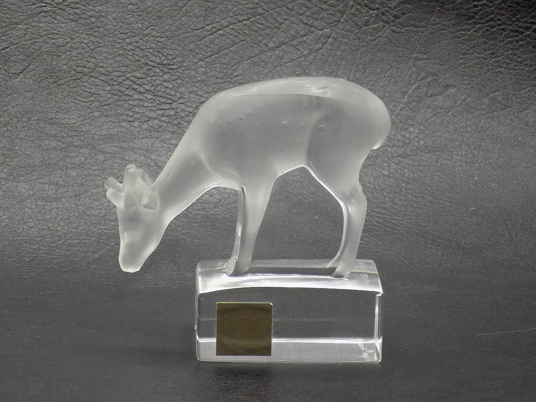 Beautiful vintage signed Lalique France art glass deer paperweight (1 of 4)