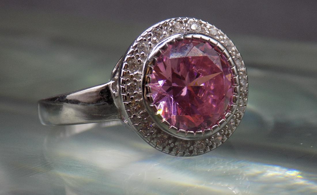 4 cwt. pink sapphire & topaz .925 sterling silver ring (1 of 4)