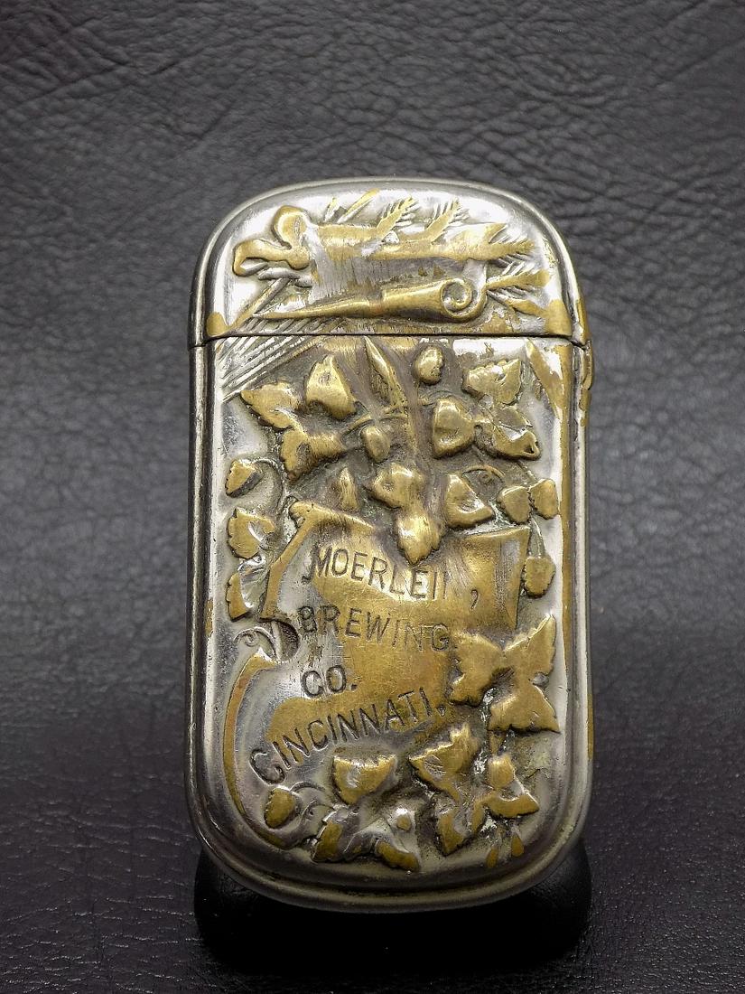 Vintage advertising Moerlein Brewing Co Cincinnati match safe holder (1 of 5)
