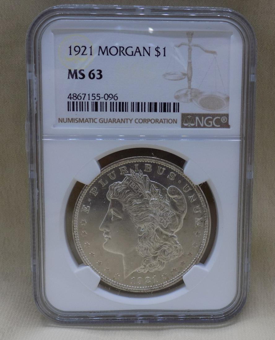 1921 MS63 graded NGC Morgan silver dollar (1 of 2)